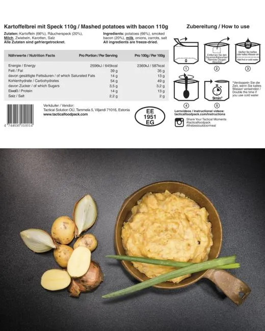 TACTICAL FOODPACK® MASHED POTATOES AND BACON