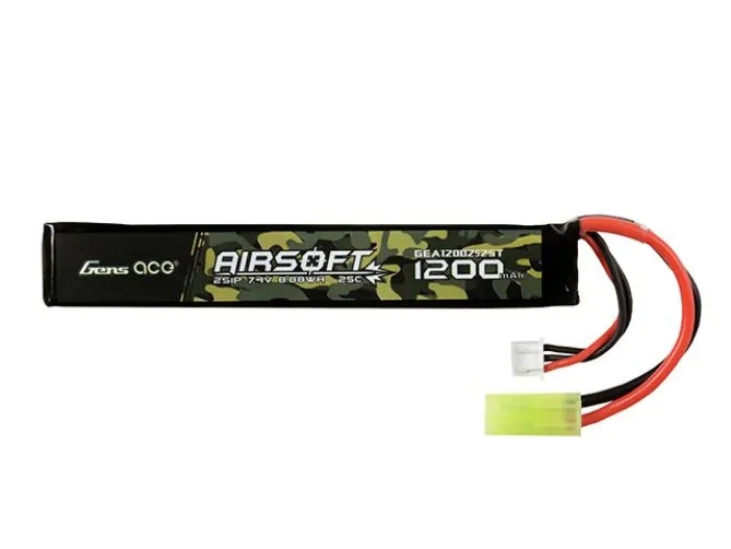 Gens ace 25C 1200mAh 2S1P 7.4V Airsoft Gun Lipo Battery with mini Tamiya