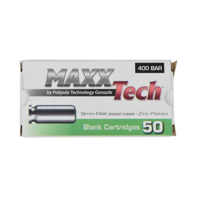 MAXXTECH 9mm P.A.K  Blank Catridges Zinc 50 Stück