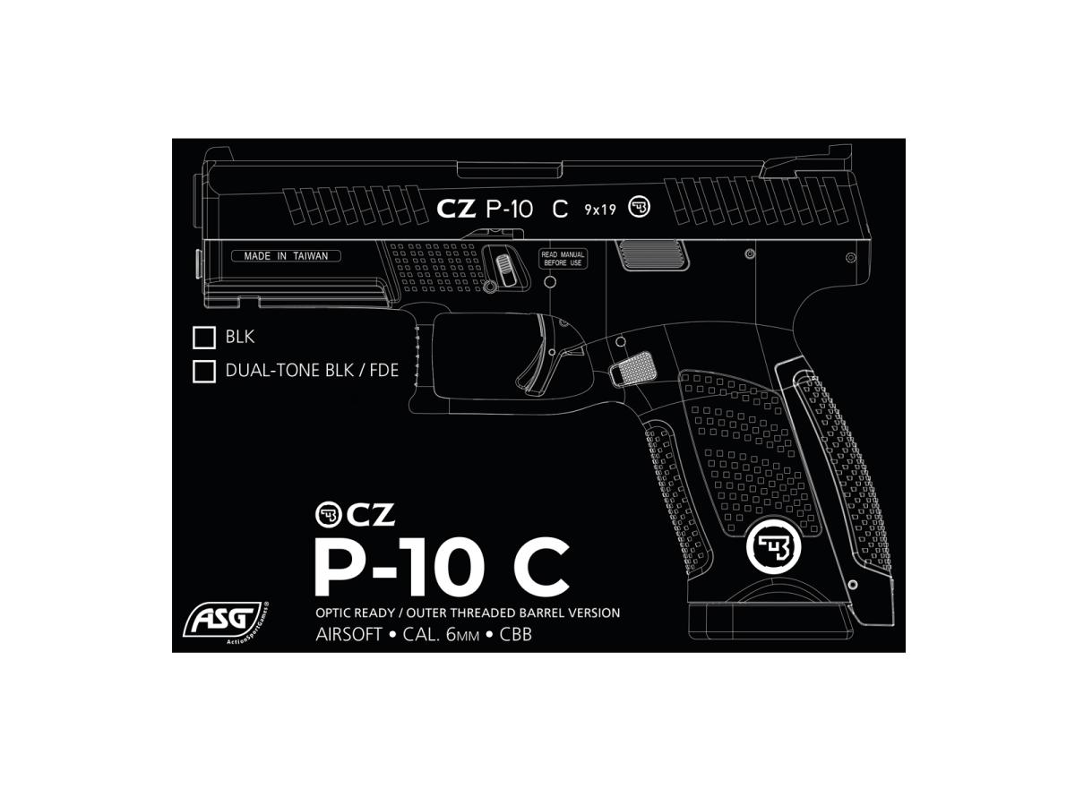 ASG CZ P-10 OR SR Black CO2 CBB 6mm Blowback Red-Dot ready