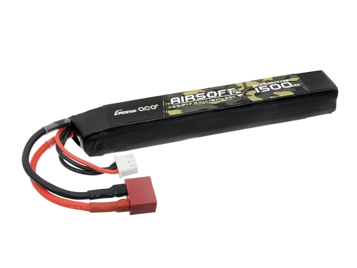 Gens ace 25C 1500mAh 2S1P 7.4V Airsoft Gun Lipo Battery with T-Plug