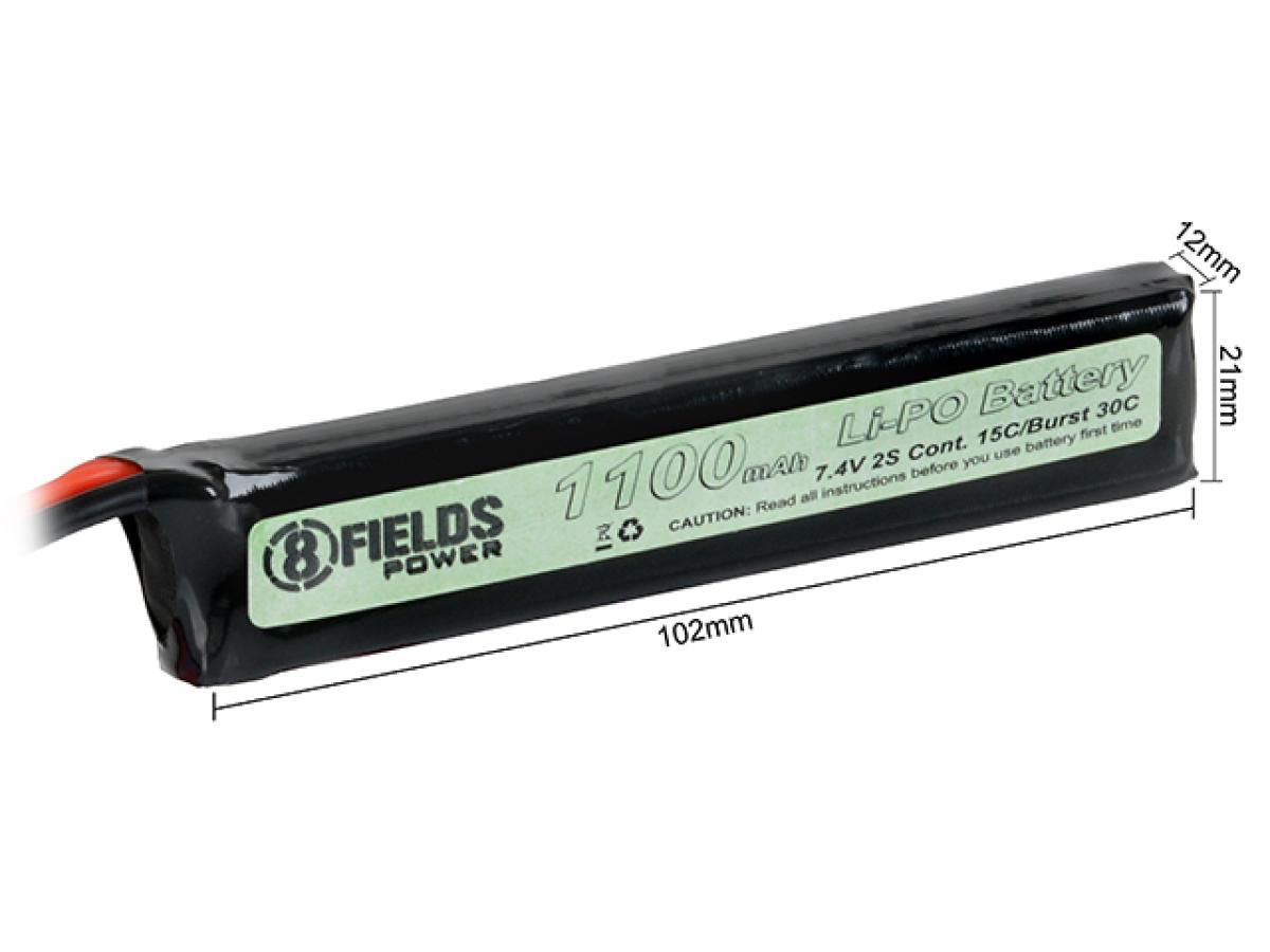 8Fields Li-Po Akku 7,4V 1100mAh 15/30C T-Plug